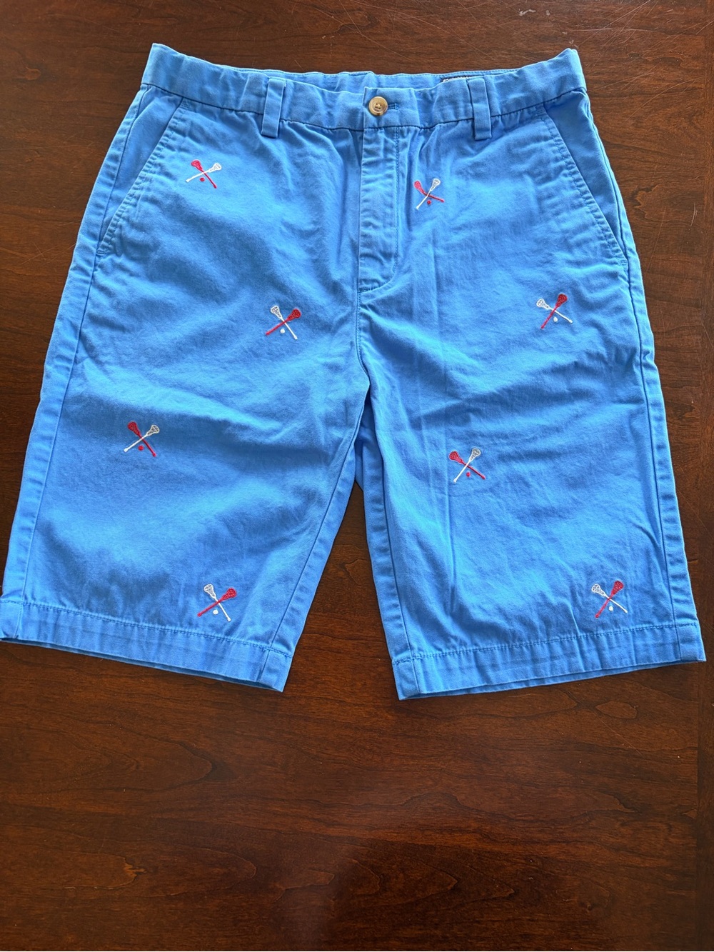 BOYS Vineyard Vines Blue Embroidered lacrosse stick Cotton Shorts SIZE 16